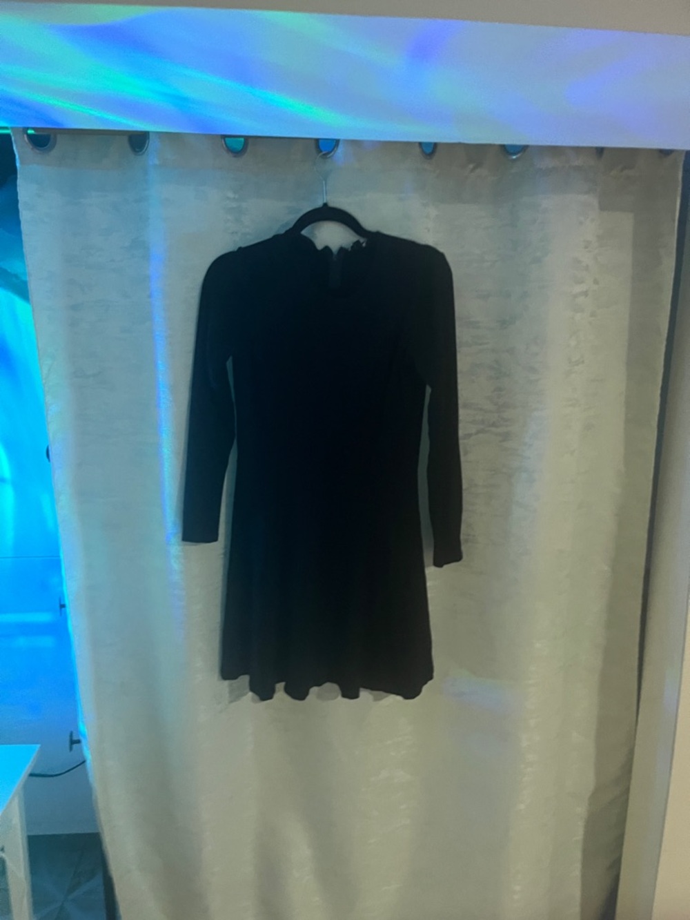 Theory Black Long-Sleeve Fit-and-Flare Dress